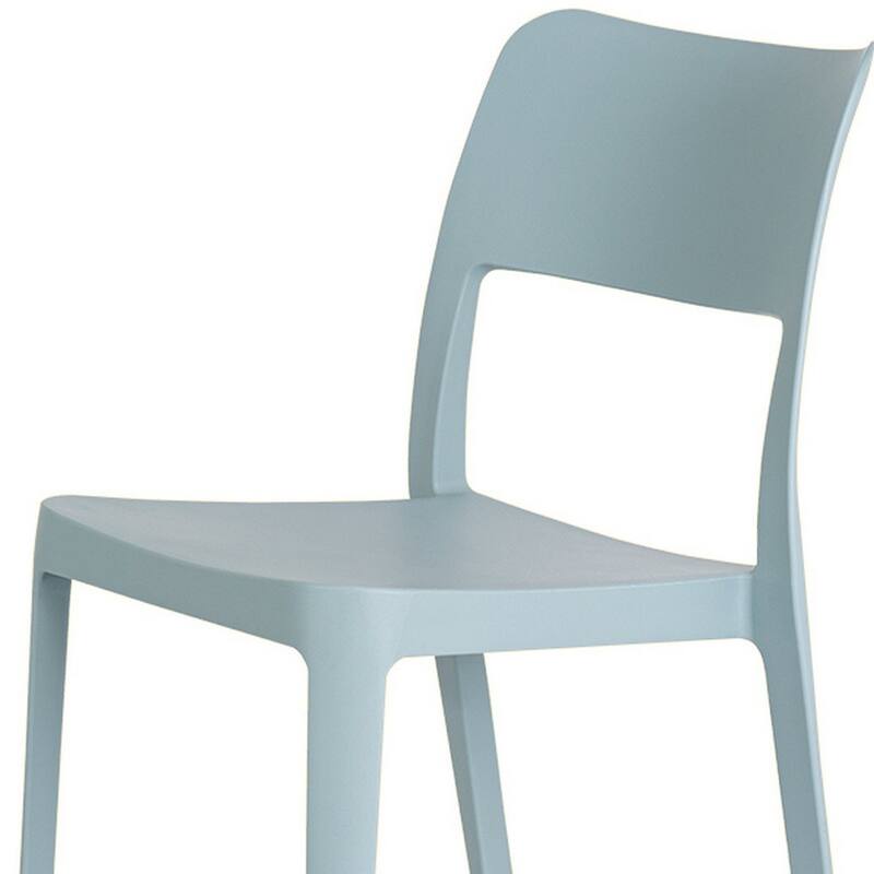 HomeRoots Set of Two Baby Blue Heavy Duty Plastic Outdoor Stacking Accent Chairs