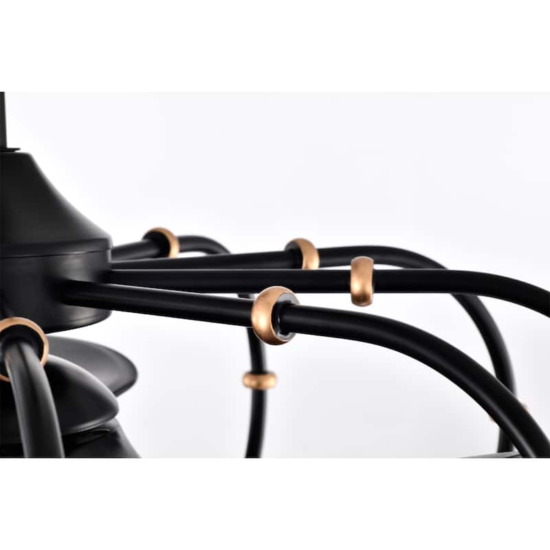 Mill 29 Inch Matte Black with Gold plate Remote Fandelier