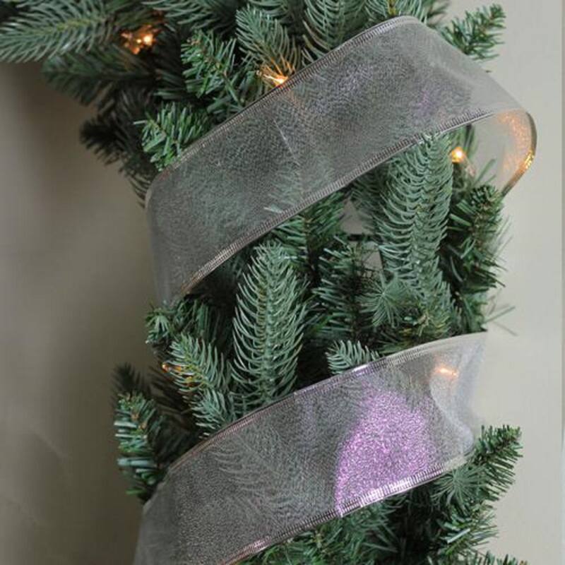 Textured Silver Christmas Wired Craft Ribbon 2.5" x 10 Yards