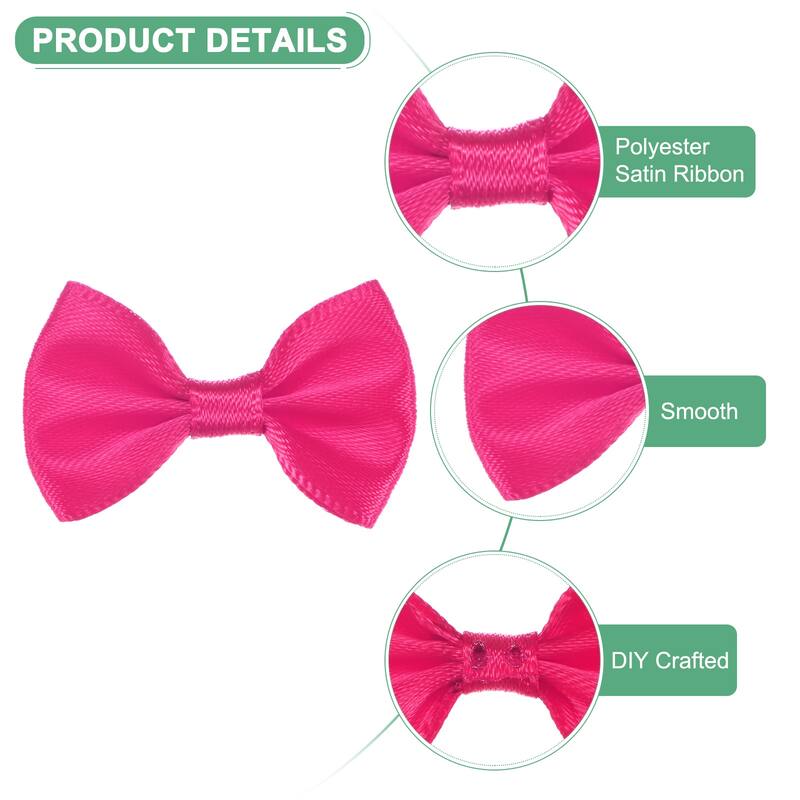 120-Pack Mini Craft Ribbon Bow 1.5x1 Inch for Craft DIY - Dark Rose Red