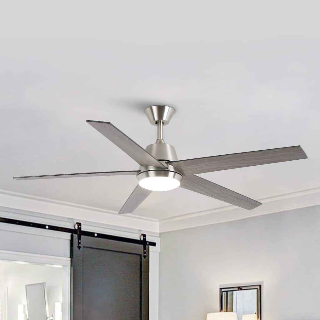 Vaczon 52" Nickel Reversible Modern Smart LED Ceiling Fan with Remote and App Comtrol