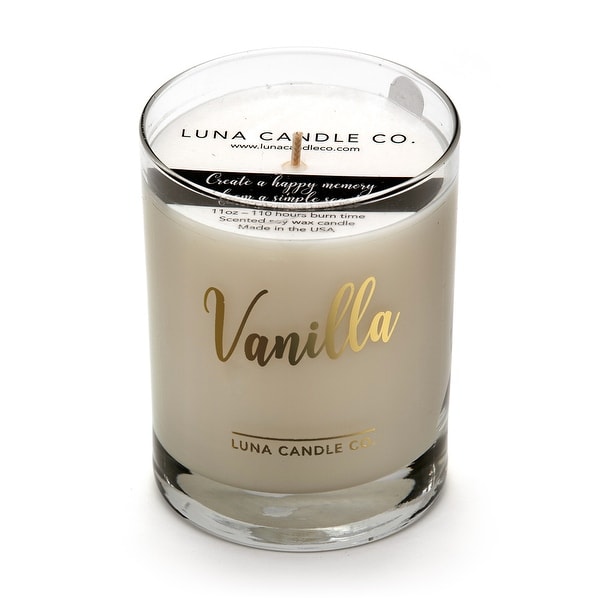 Natural Scented Vanilla Glass Candle, Soy Wax, Handcrafted