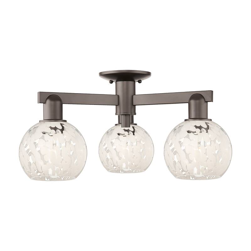 Innovations Lighting 716-3F-10-24 White Mouchette Semi-Flush White - Oil Rubbed Bronze / White Mouchette