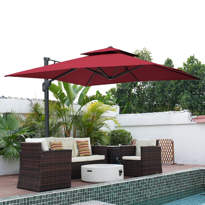10ft Patio Square Patio Cantilever Umbrella With Crank(Without Base)