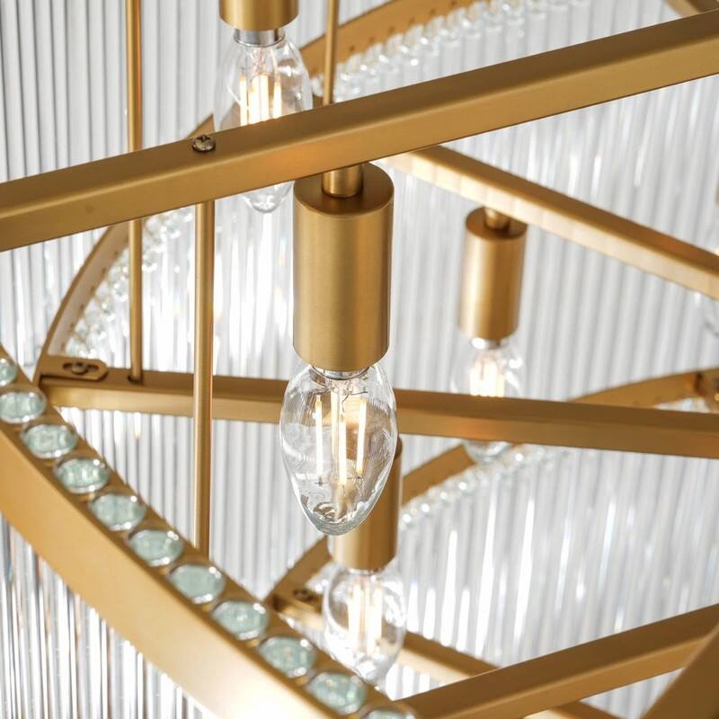 KAYLA 125 in. 20-Light Gold Crystal Chandelier- High Ceiling Lighting Fixture