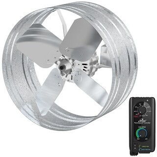 iLIVING 14" Wall Mounted Variable Speed Gable Exhaust Fan with thermostat and speed controller