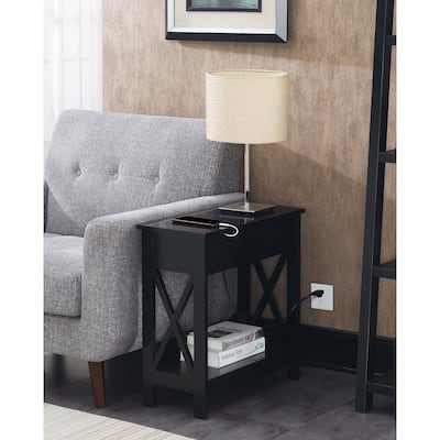 Flip Top End Table with Charging Station, USB Ports and Outlets, Storage and Cable Management Accent Table for Any Room - 23.75