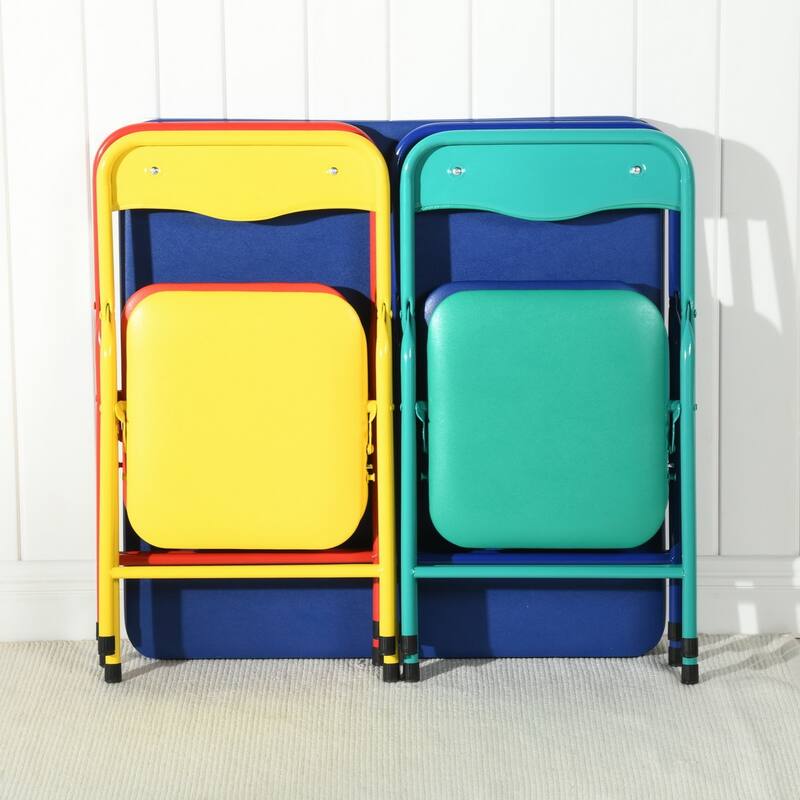 Homylin Kid's 5-piece foldable square table and chair set, Kid's activity table and chair set,suitable for Home classrooms - N/A