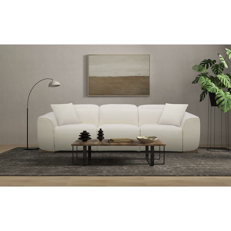 Divani Casa Hagerty Modern Off-White Fabric Sofa With 2 Power Recliners
