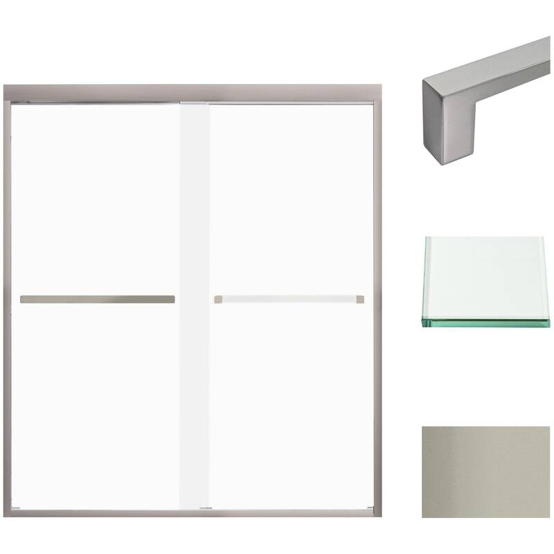 Transolid FBPT607008F-S 70" High x 59" Wide Bypass Frameless Shower - Brushed Stainless