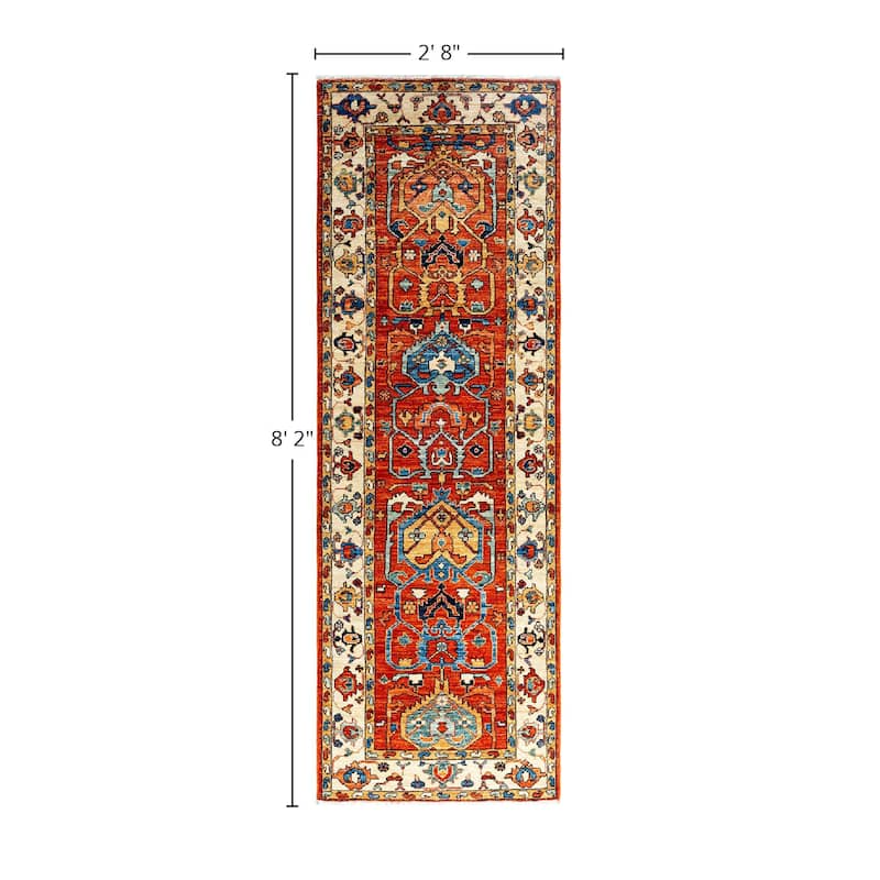 Serapi One-of-a-Kind Hand-Knotted Runner Rug - Orange, 2' 8" x 8' 2" - 2' 8" x 8' 2"