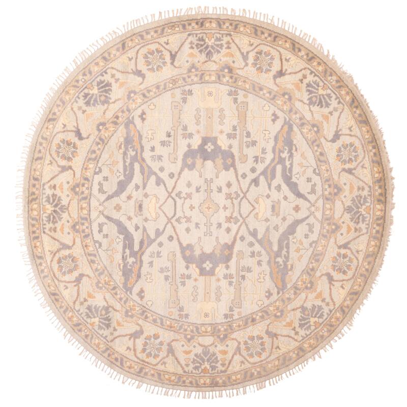 ECARPETGALLERY Hand-knotted Royal Oushak Light Grey Wool Rug - 9'1 x 8'10