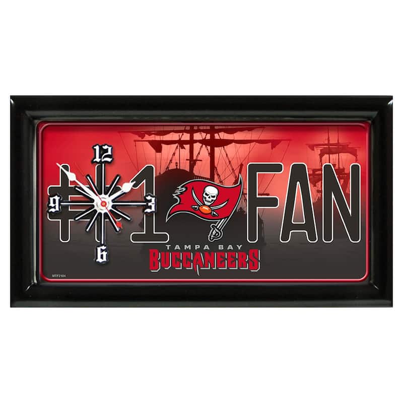 NFL Wall/Desk Analog Clock, #1 Fan with Team Logo - Tampa Bay Buccaneers