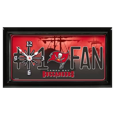 NFL Wall/Desk Analog Clock, #1 Fan with Team Logo - Tampa Bay Buccaneers