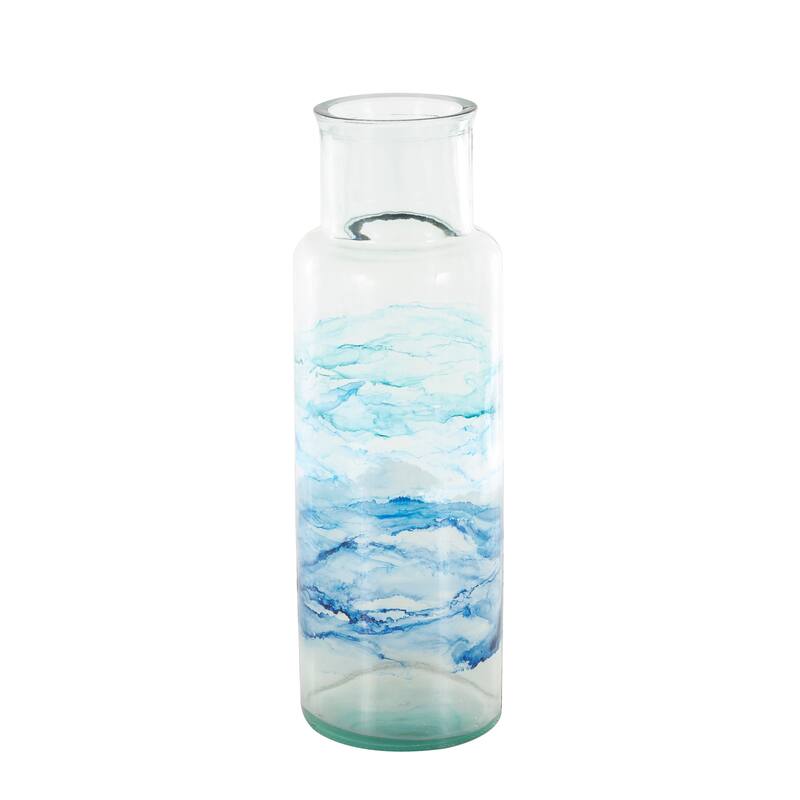 Blue Recycled Glass Ombre Abstract Vase