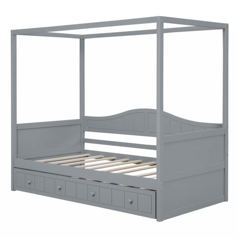 Twin Size Canopy Day Bed with twin size Trundle