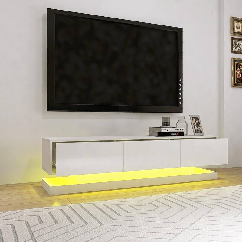 High Gloss TV with 4 Drawers and 16 Colors RGB Led Light