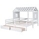 preview thumbnail 4 of 7, Twin Size House Platform Beds with Two Drawers, Combination of 2 Side By Side Twin Size Beds