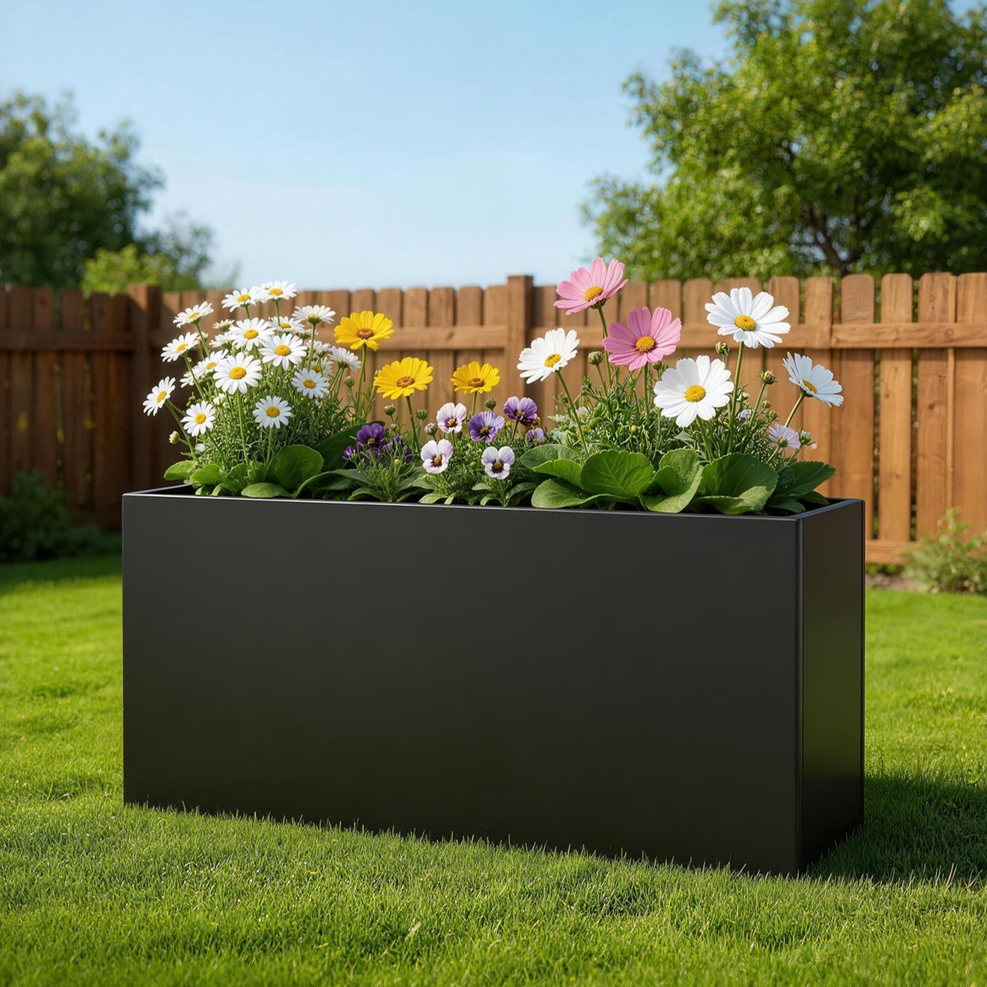 Large 33-inch Rectangular Outdoor Patio Metal Planter Box