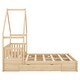preview thumbnail 16 of 15, Wood Queen Size House Platform Bed with Guardrail and 2 Drawers