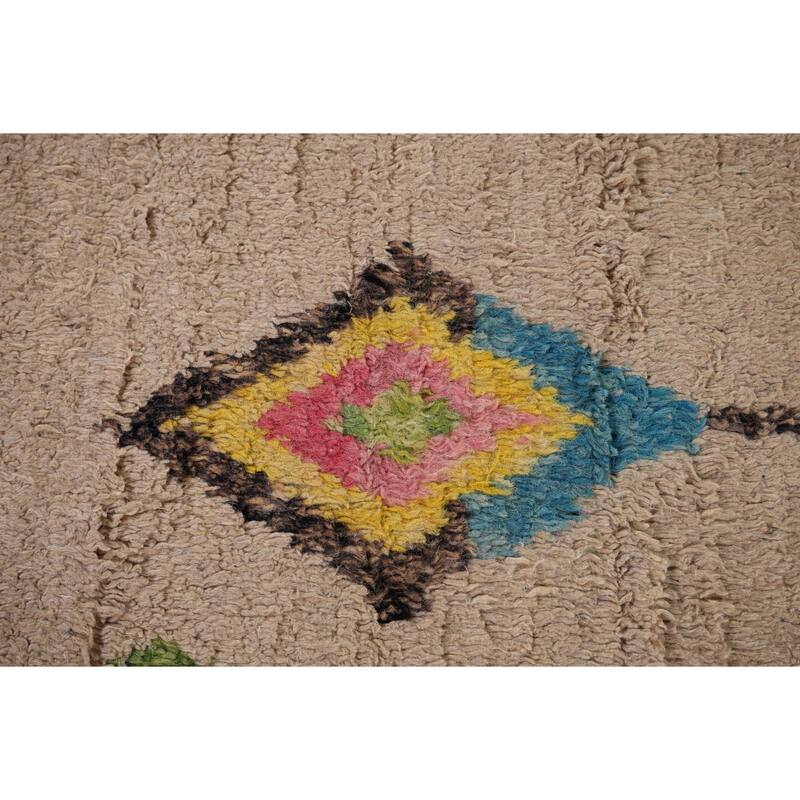 Geometric Plush Moroccan Oriental Rug Hand-Knotted Wool Carpet - 7'5" x 10'8"