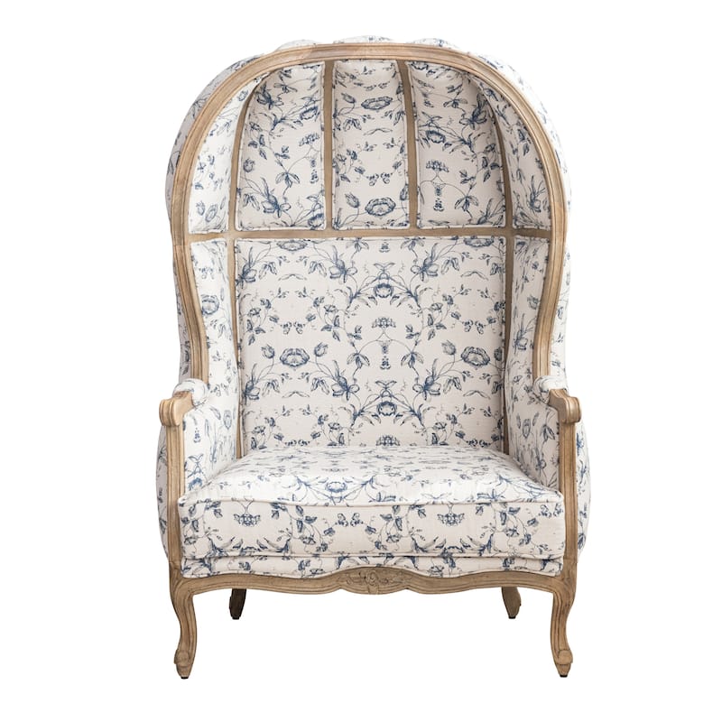 Cotton and Linen Upholstered Balloon Chair with Pattern - 44.0"L x 31.25"W x 61.5"H