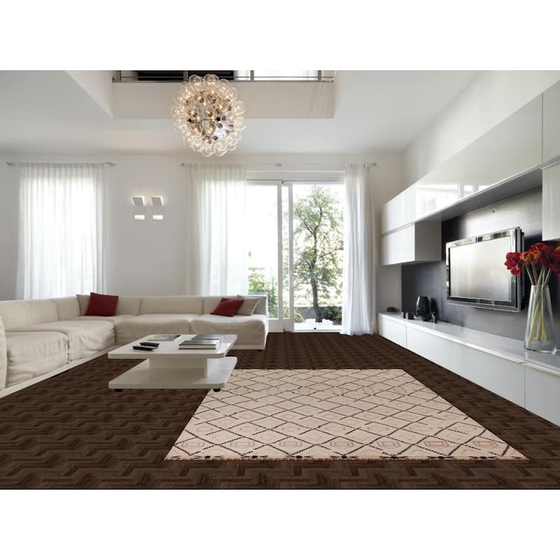 All-Over Trellis Moroccan Oriental Area Rug Handmade Wool Carpet - 8'1"x 11'10"