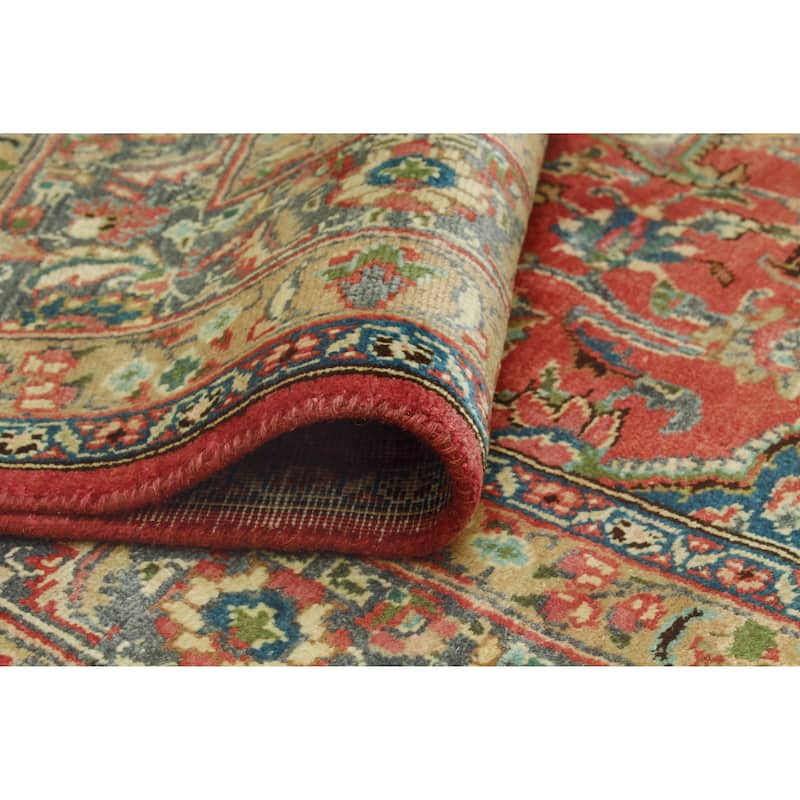 Fine Vintage Distressed Amy Rust/Blue Rug - 6'5" x 9'5"