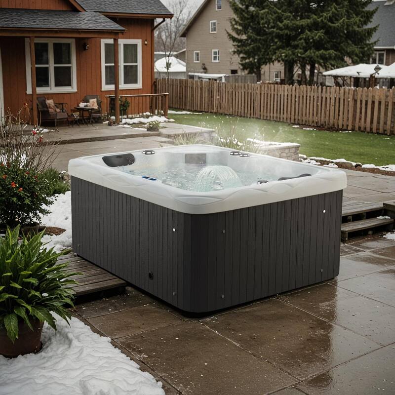 Patiowell 4-Person 41 Jets Hot Tub with Digital Control System-The Fresh Water System and LED Lighting-Intelligent