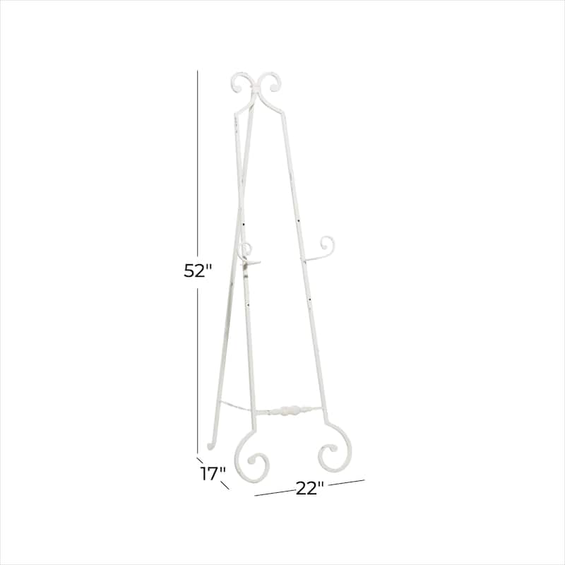 White Metal Large Adjustable 3 Tier Scroll Display Easel with Chain Support