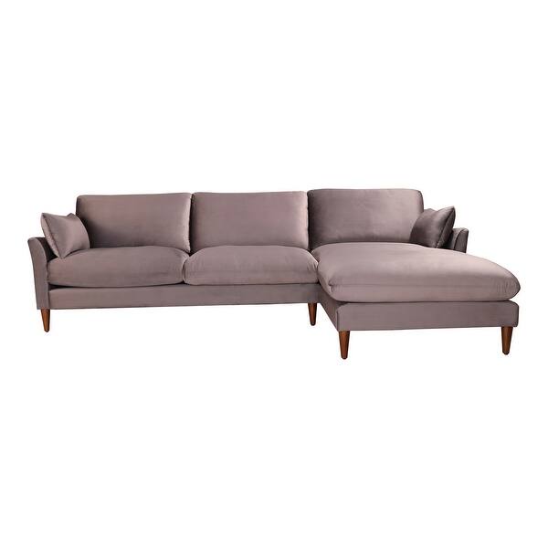 Shop Aurelle Home Modern Velvet Sofa Chaise Sectional 34 X 110 X
