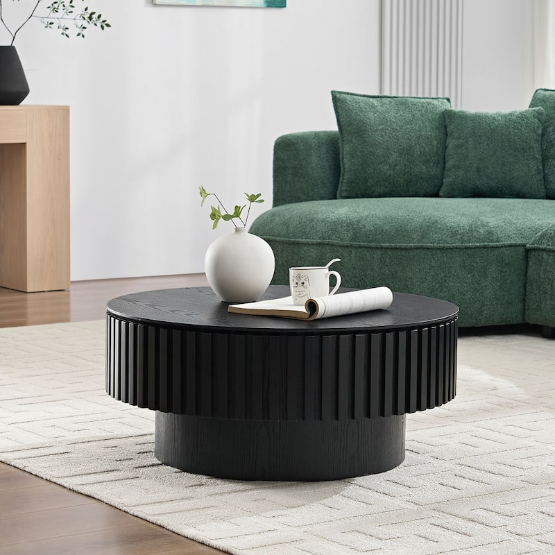 31.49'' Round Coffee Table with Storage Small Coffee Table for Apartment