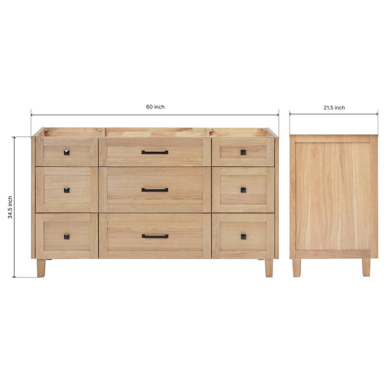 Ariel B60-BC Monroe 60" Double Free Standing Vanity Cabinet Only