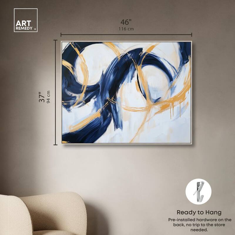 Navy and Gold Rings I Canvas by Art Remedy