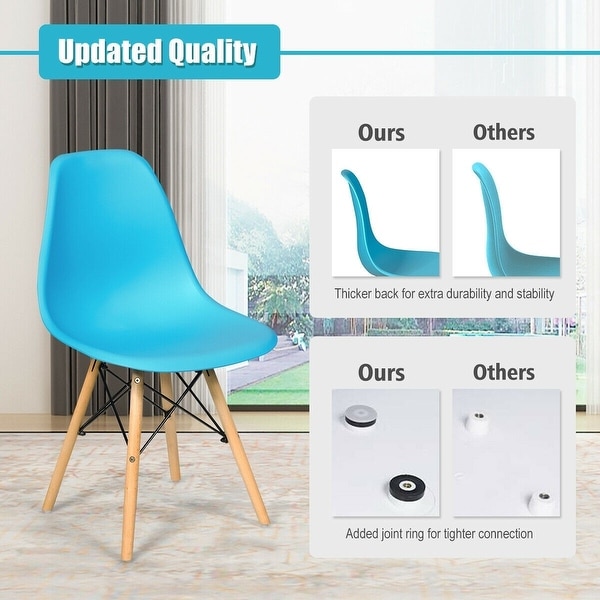 Costway set of 4 mid century modern clearance style dsw dining side chair wood leg white