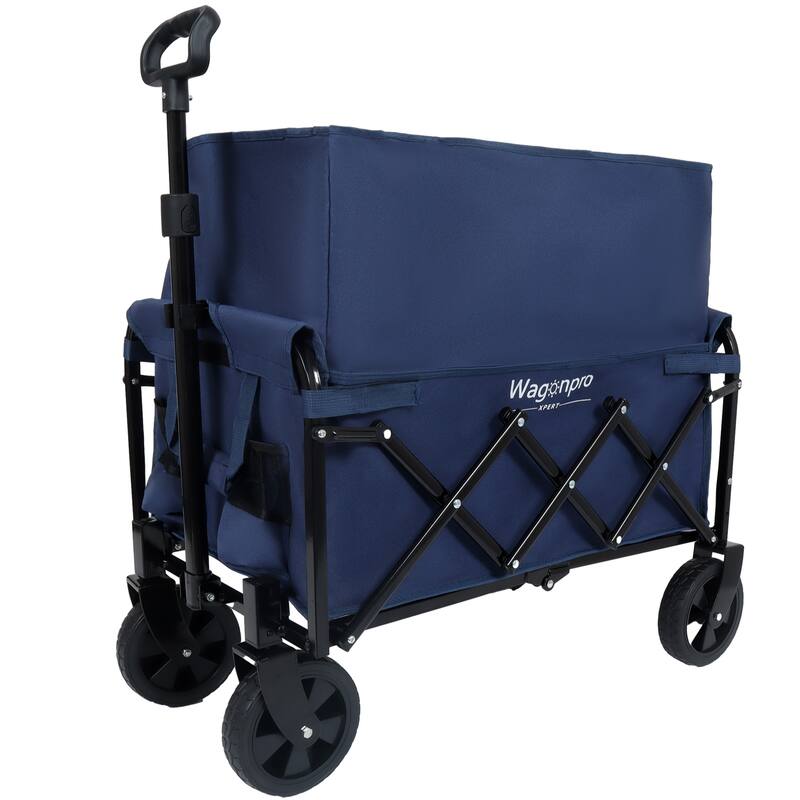 Expandable Dual-Layer Utility Wagon With 100% Extra Space - Grocery Cart For Camping,Supports 225lbs