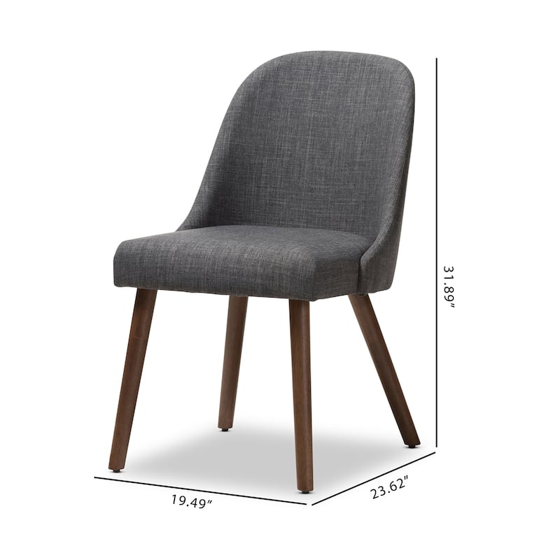 Modern Dining Chairs Set of 2 - Cool Grey Fabric Upholstered Wood Chairs - Contemporary Style