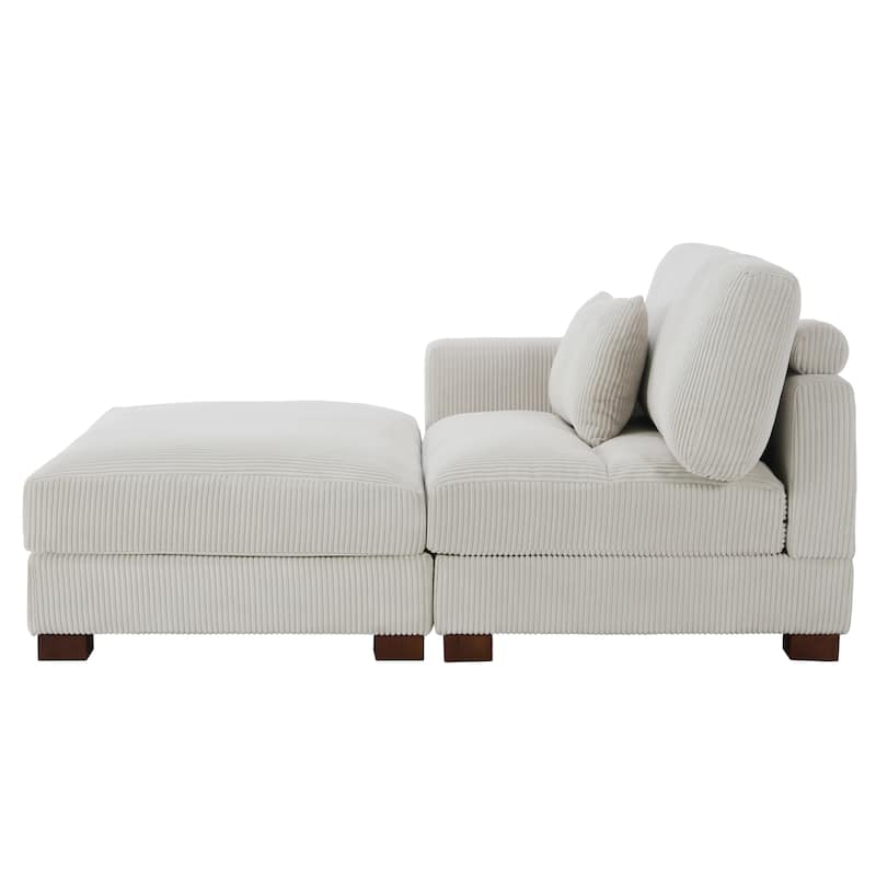 Modern 43'' Corduroy Comfy Sectional Chaise Lounge with Pillow