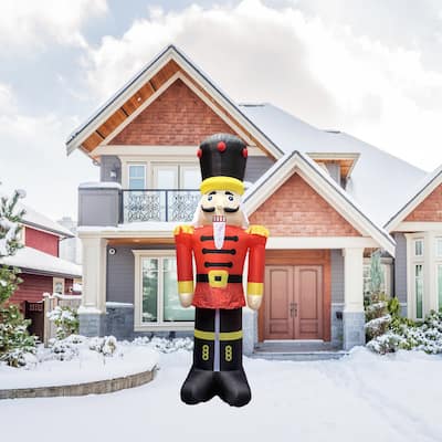 Lighted Inflatable Nutcracker Soldier Commercial Outdoor Christmas Decoration - 20' - Red