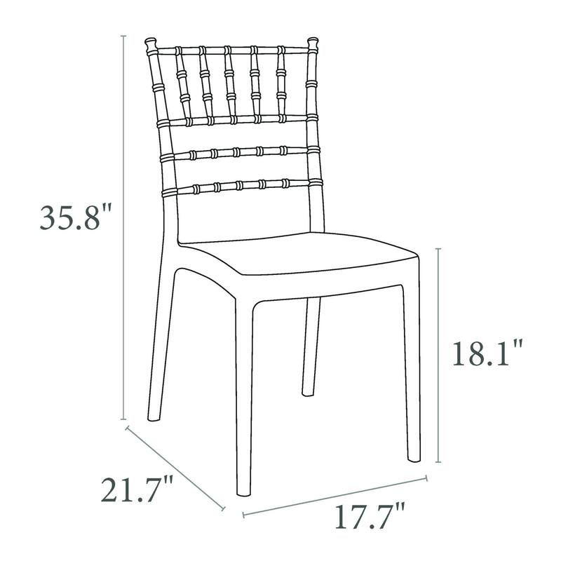 36" Black Stackable Outdoor Patio Armless Dining Chair