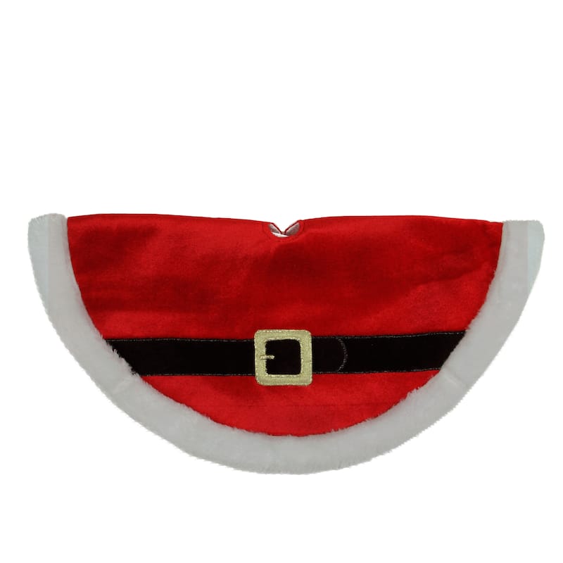 20" Traditional Red and White Santa Claus Belt Buckle Mini Christmas Tree Skirt - 20