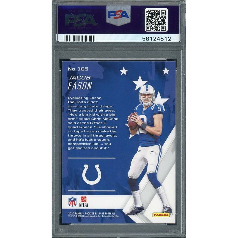Jacob Eason 2020 Panini Rookies & Stars Gold Card #105 Graded PSA 10 5/10 - 8'6" x 11'6"