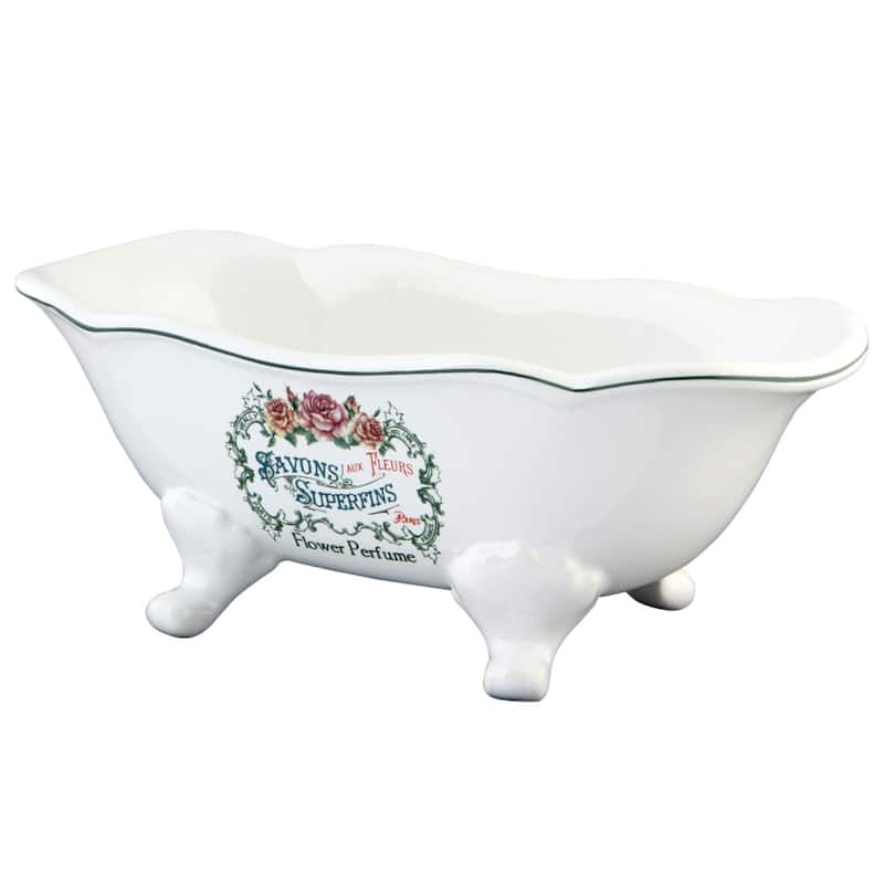 Savons Aux Fleurs Wave Double Ended Clawfoot Tub Soap Dish - Red/White - Red/White