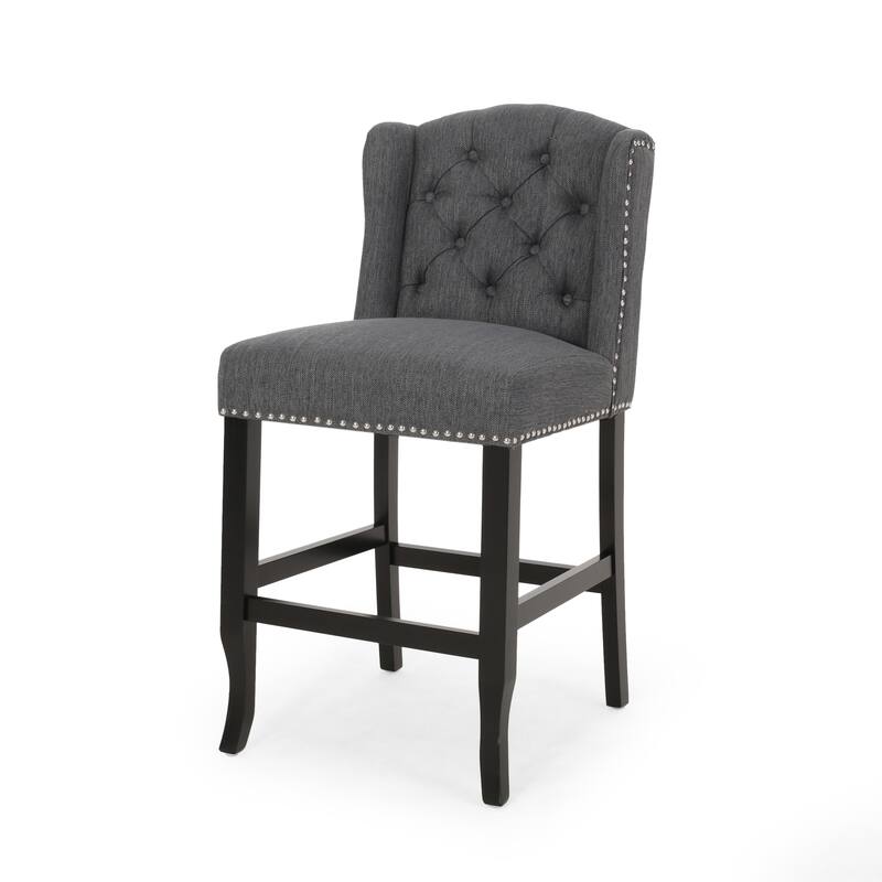 Tufted Wingback 27 Inch Counter Stools, Set Of 2