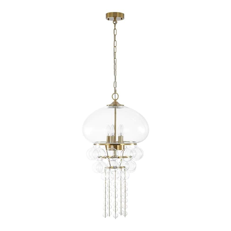 Sculptural Jellyfish 6-Light Clear Glass Globe Tassel Pendant Light