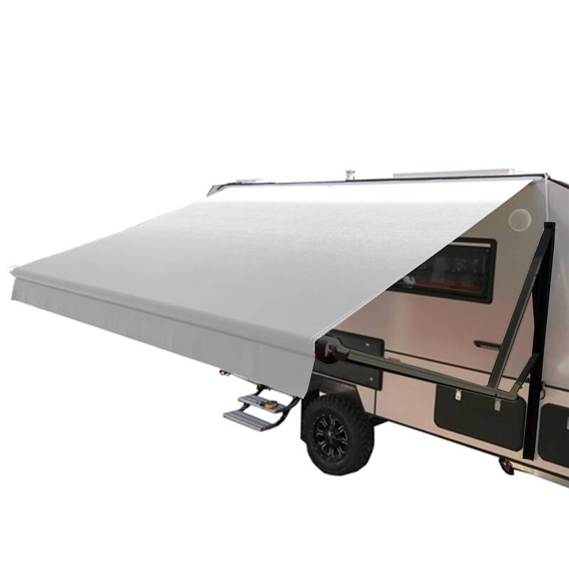 ALEKO Motorized Retractable 16 X 8 ft RV Awning or Patio Canopy Grey Fade