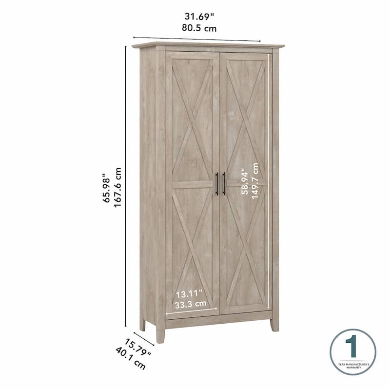Key West Tall Storage Cabinet with Doors and Shelves by Bush Furniture