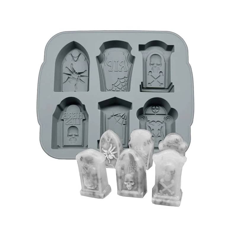 Spooky Halloween Ice Tray Molds - Tombstones & Skulls