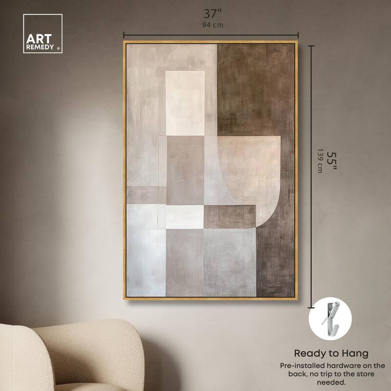 Neutral Tone Blocks I Canvas by Art Remedy