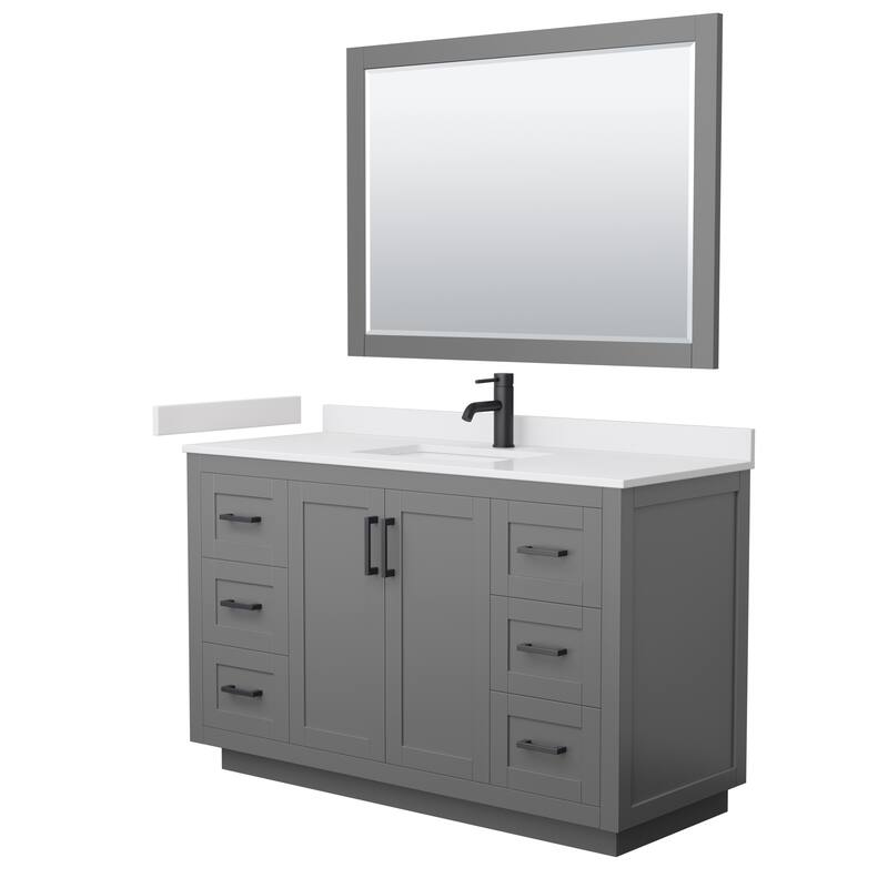 Miranda Single Vanity Set, Cultured Marble Top, 46-Inch Mirror